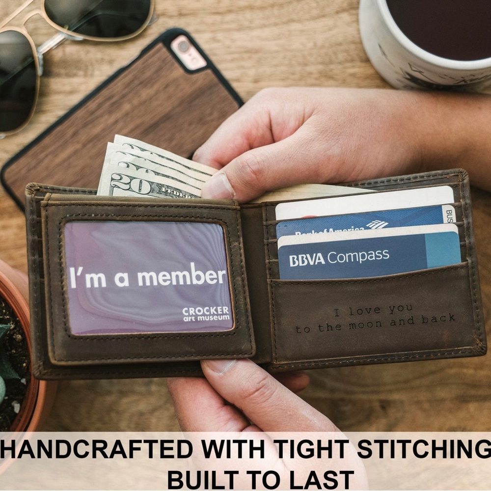 Personalized Wallet, Mens Wallet, Engraved Wallet, Leather Wallet, Custom - Picture 5 of 6